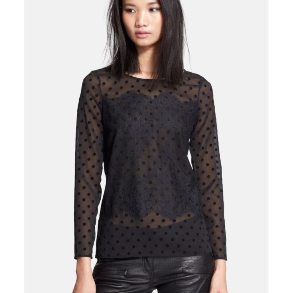 The Kooples Sheer Polka Dot Top